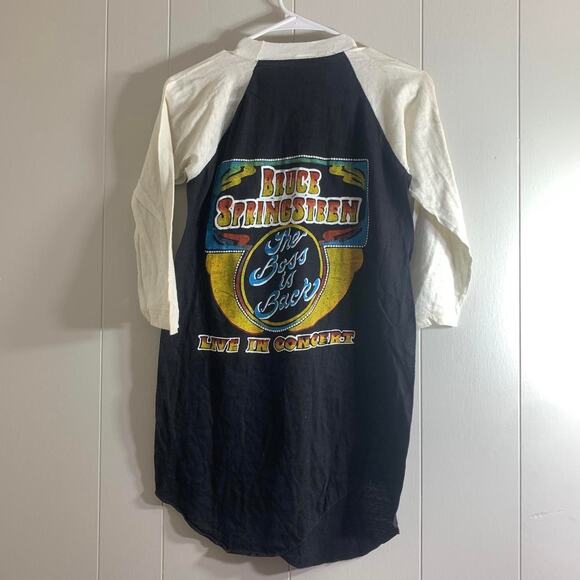 vintage 80s BRUCE SPRINGSTEEN The Boss Is Back double sided 3/4 sleeve tee shirt - Picture 6 of 7